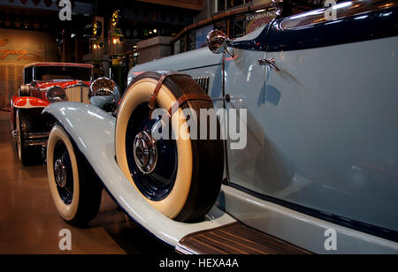 ication (,),1932 Auburn,American luxary cars,Blue car,Car Show,Car displays,Car museum,Classic Roadsters,Gasoline Alley  Heritage Park Calgary.,Motor Museum,White walled tyre,motor,museum Stock Photo