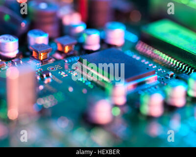Close up of hi-tech electronic circuit board Stock Photo