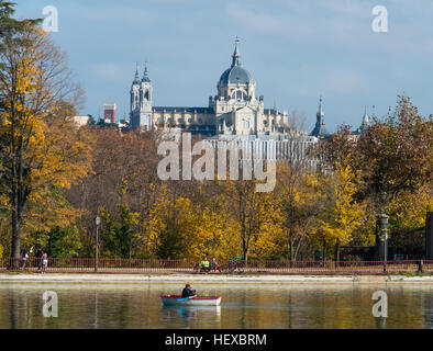 Cathedral from Casa de Campo. Madrid, Spain. Stock Photo