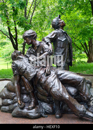 Statue called the Women of Vietnam close by the Vietnam Wall in Park in Washington DC Stock Photo
