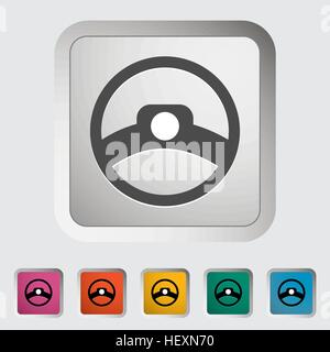 Steering wheel. Single icon. Vector illustration. Stock Vector