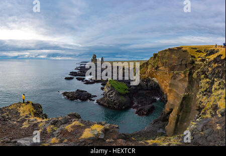 Lava formations, called Londrangar, at the south coast of Snaefellsnes peninsula, Iceland Stock Photo