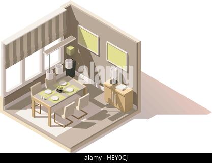 Vector isometric low poly dining room icon Stock Vector