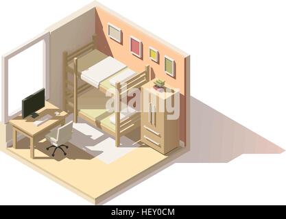 Vector isometric low poly children room icon Stock Vector