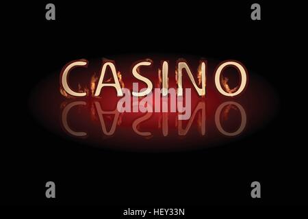 Casino fire text on a dark background. Simple fashion symbol for web site design or a button for mobile applications. Logo Illustrations Stock Vector