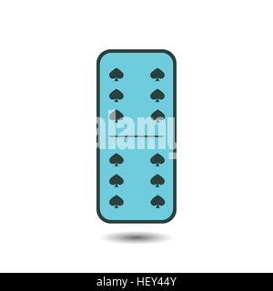 Domino spade. six and six on isolated background. Modern flat icon, business, marketing, internet concept. Fashionable simple symbol vector for web si Stock Vector