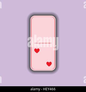 Domino heart. zero and two on the isolated background. Modern flat icon, business, marketing, internet concept. Fashionable simple symbol vector for w Stock Vector