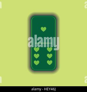 Domino heart. one and six on the isolated background. Modern flat icon, business, marketing, internet concept. Fashionable simple symbol vector for we Stock Vector