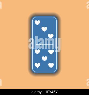 Domino heart. three and five on the isolated background. Modern flat icon, business, marketing, internet concept. Fashionable simple symbol vector for Stock Vector