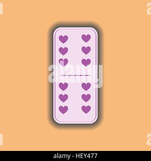Domino heart. six and six on the isolated background. Modern flat icon, business, marketing, internet concept. Fashionable simple symbol vector for we Stock Vector