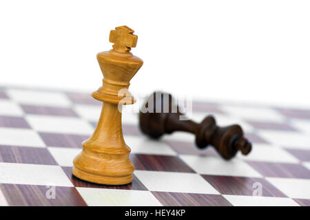 white chess king check black on chessboard Stock Photo