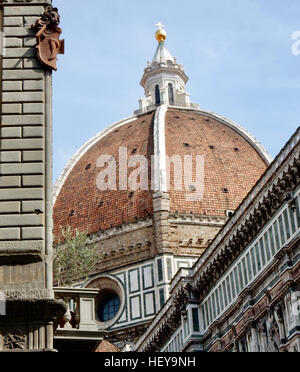 Unique view of Filippo Brunelleschi's dome on Santa Maria del Fiore in Florence Italy Stock Photo