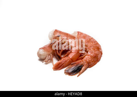 Close up of raw shrimps for seafood on isolated white  background Stock Photo