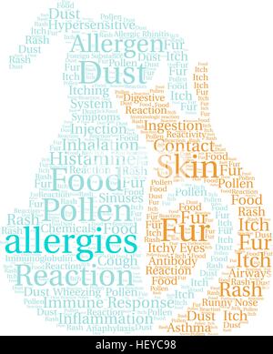 Allergies word cloud on a white background. Stock Vector