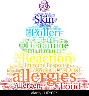 Allergies word cloud on a white background. Stock Vector