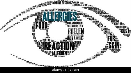 Allergies word cloud on a white background. Stock Vector