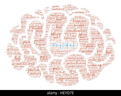 Healing Beliefs Brain word cloud on a white background. Stock Vector