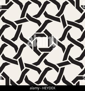 Vector Seamless Black White Geometric Inrerlacing Lines Islamic Abstract Background Stock Vector