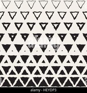 Vector Seamless Black And White Hand Drawn Triangle Halftone Pattern Abstract Background Stock Vector