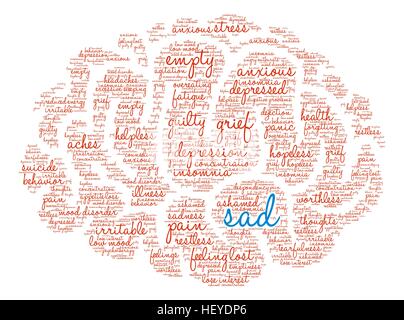 Sad word cloud on a white background. Stock Vector