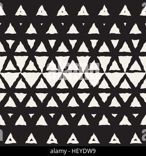 Vector Seamless Black And White Hand Drawn Triangle Halftone Pattern Abstract Background Stock Vector