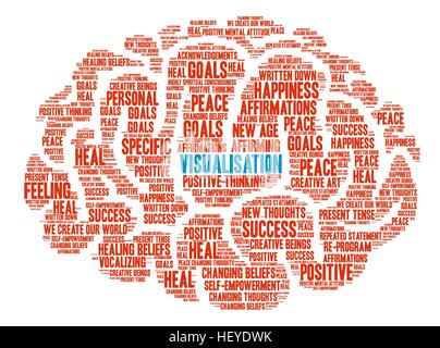 Visualisation Brain word cloud on a white background. Stock Vector