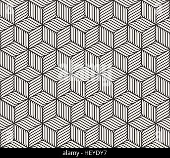 Vector Seamless Black And White Cube Shape Lines Geometric Pattern Abstract Background Stock Vector