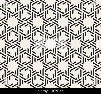 Vector Seamless Black And White Interlacing Lines Geometric Islamic Pattern Background Stock Vector