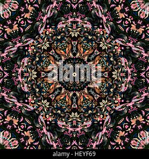 festival art seamless mandala pattern. Ethnic geometric print. Colorful frame background Stock Vector