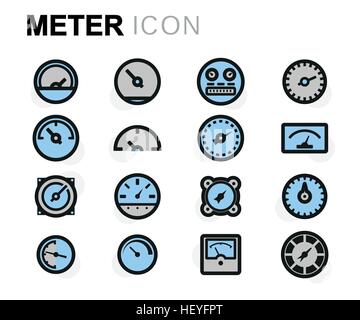 Vector flat meter icons set on white background Stock Vector