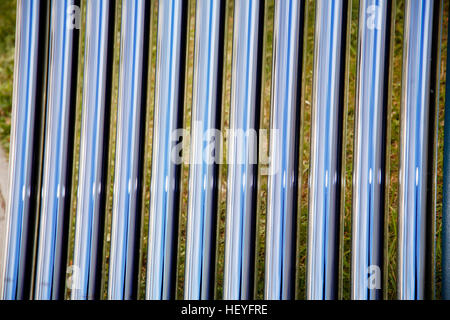 Elements of solar heating system. Details of evacuated tube solar collector Stock Photo