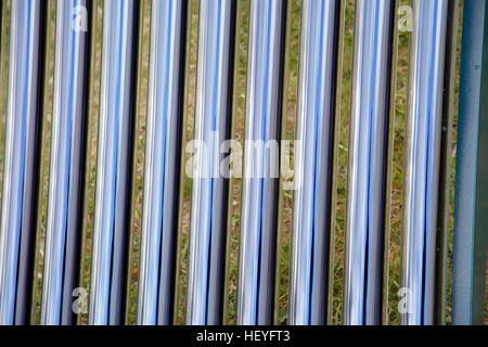 Elements of solar heating system. Details of evacuated tube solar collector Stock Photo