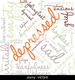 Depressed word cloud on a white background. Stock Vector