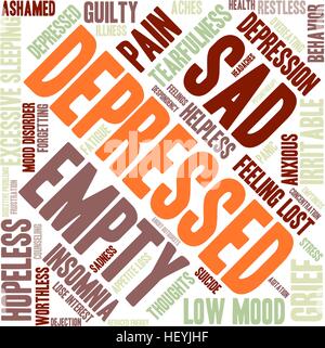 Depressed word cloud on a white background. Stock Vector