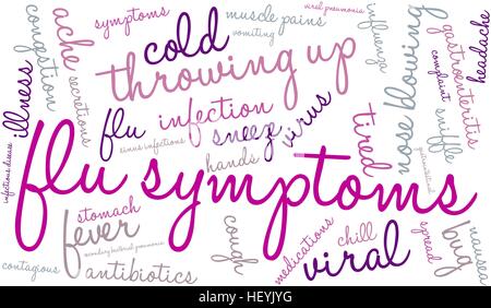 Flu word cloud on a white background. Stock Vector