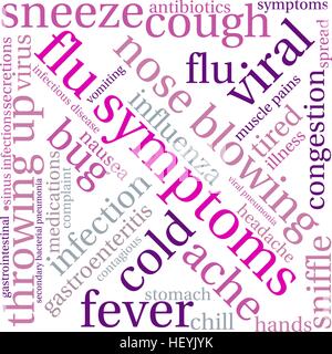 Flu word cloud on a white background. Stock Vector