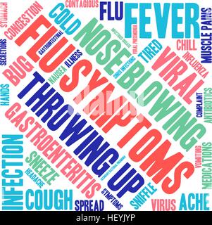 Flu word cloud on a white background. Stock Vector