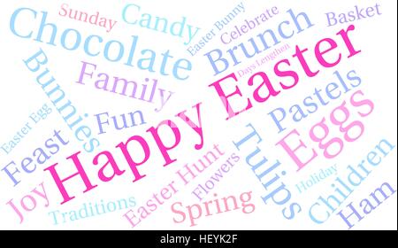 Happy Easter word cloud on a white background. Stock Vector