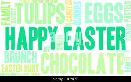 Happy Easter word cloud on a white background. Stock Vector