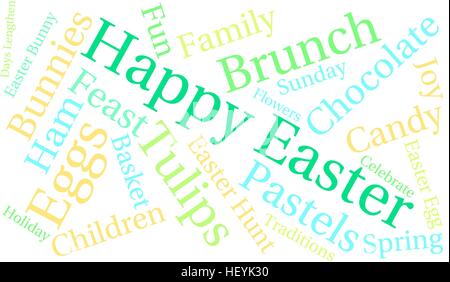 Happy Easter word cloud on a white background. Stock Vector