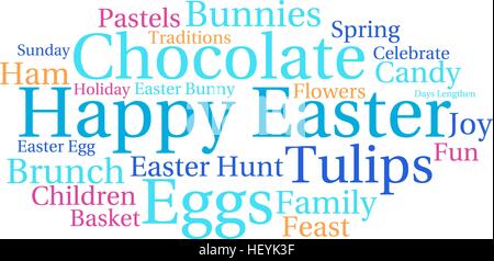 Happy Easter word cloud on a white background. Stock Vector