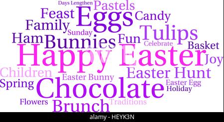 Happy Easter word cloud on a white background. Stock Vector