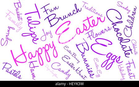 Happy Easter word cloud on a white background. Stock Vector