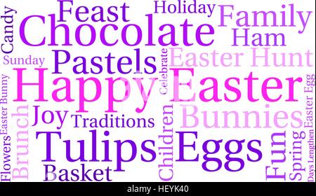 Happy Easter word cloud on a white background. Stock Vector