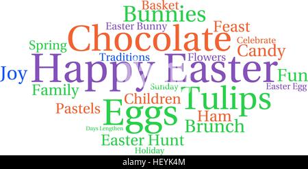 Happy Easter word cloud on a white background. Stock Vector