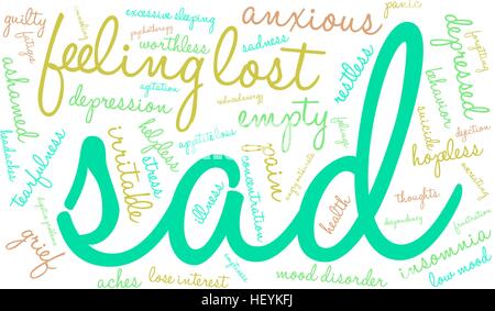 Sad word cloud on a white background. Stock Vector