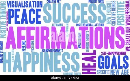 Affirmations word cloud on a white background. Stock Vector