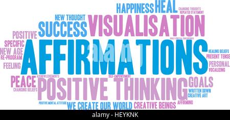 Affirmations word cloud on a white background. Stock Vector