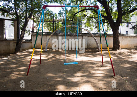 multi-colored childrens play area equipment Stock Photo