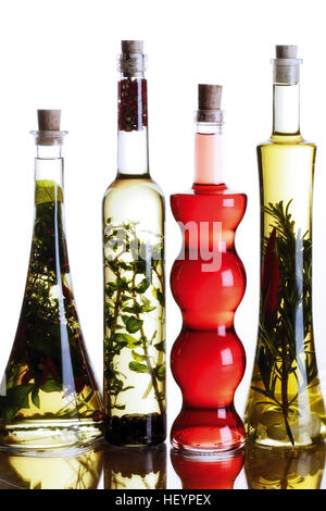 Various bottles of oil and vinegar Stock Photo